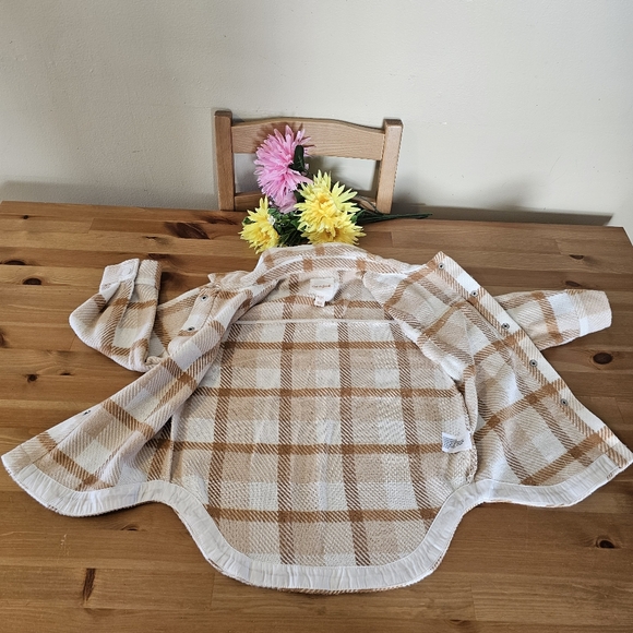 Cat & Jack - Girls' Plaid Button-Front Long Sleeve Shacket - Beige Plaid - Picture 13 of 13